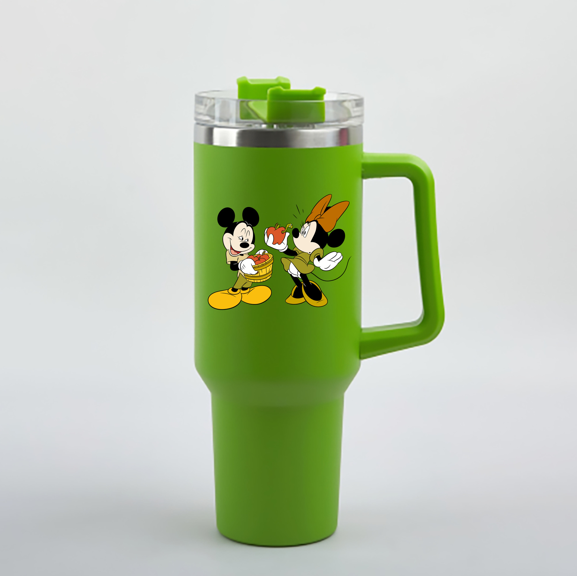 ミッキーマウス Mickey Mouse 1200mL車用タンブラー - クリスタルステッカー（プラスチックストロー付き）